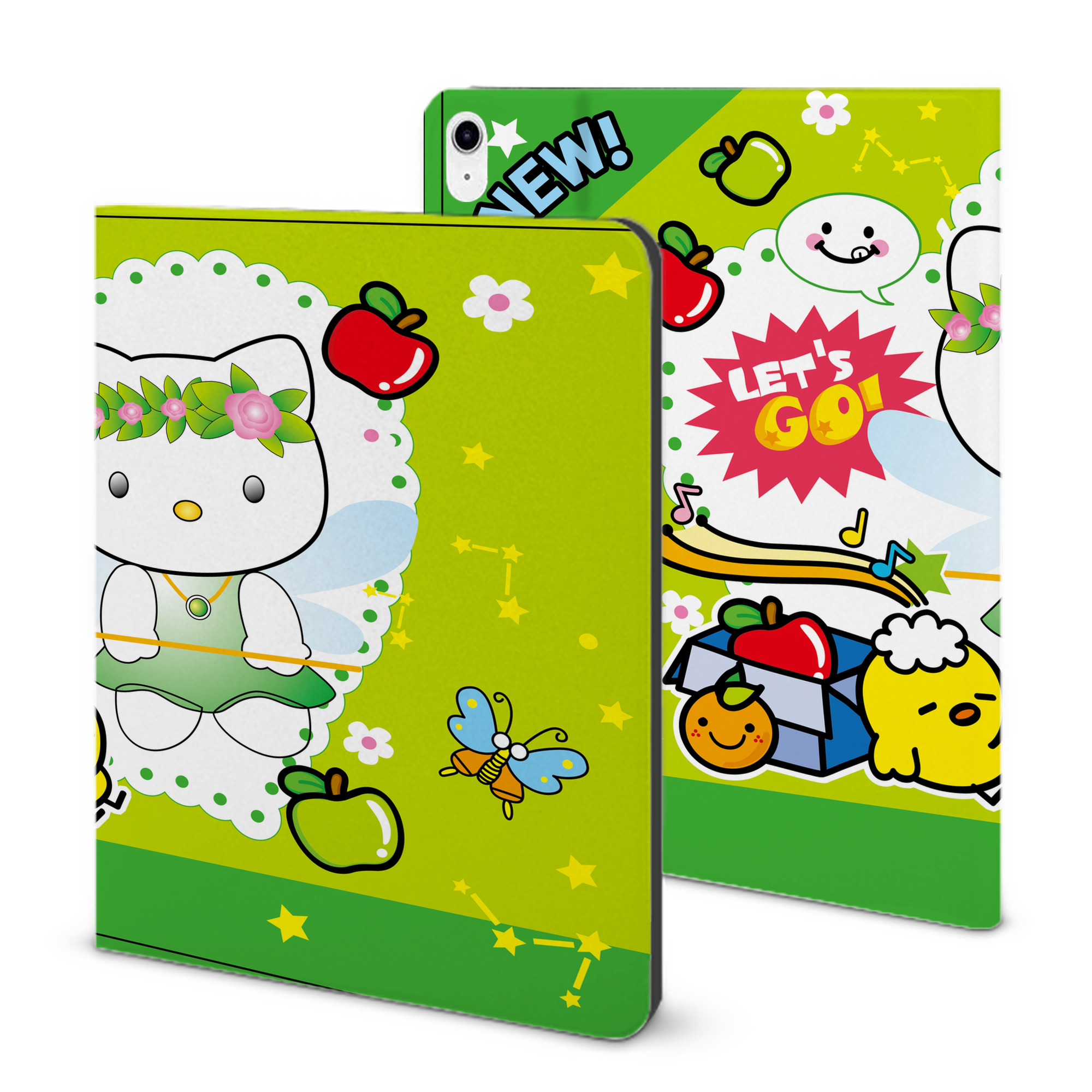 （画像用） Hello Kitty ハローキティ IPad ケース ブック型 PUレザー TPU 耐衝撃 軽量 薄型 ペン収納なし 全面保護 IPad 各モデル対応